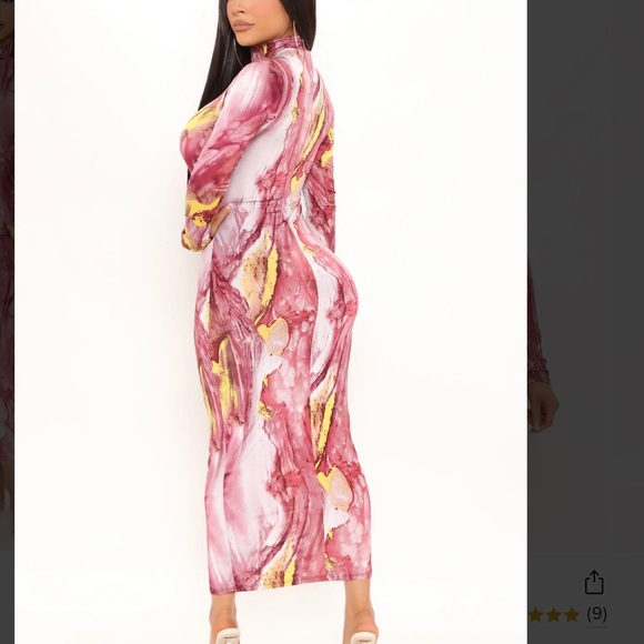 Marble midi long sleeve dress burgundy 1X FASHION NOVA - Picture 4 of 8